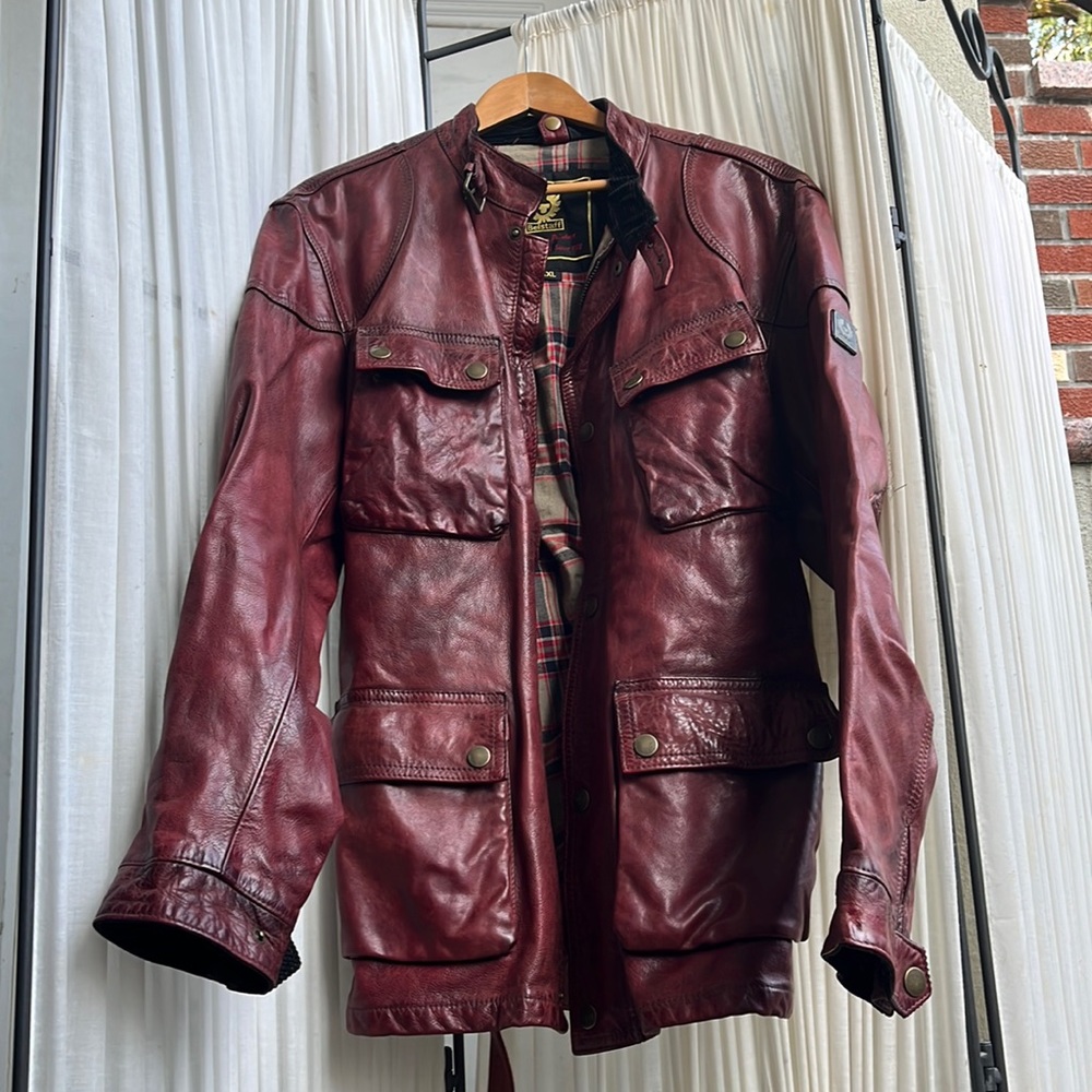 Belstaff Panther Leather Motorcycle Jacket 1966 Burgundy